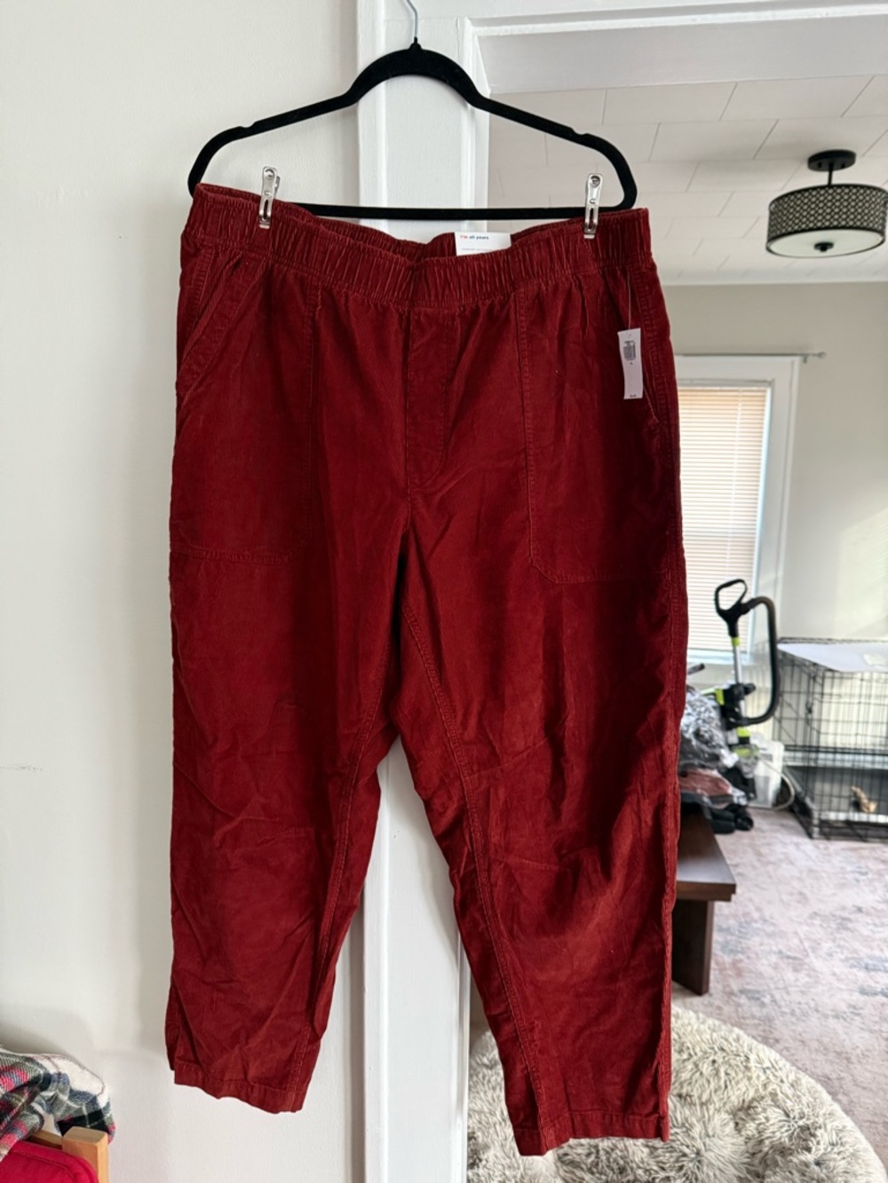 Old Navy Red Cropped Corduroy Pants